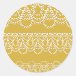 レースとパールのゴールド ラウンドシール