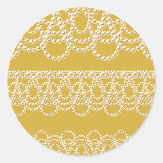 レースとパールのゴールド ラウンドシール (正面)