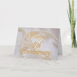 レースとパールの5周年結婚記念日 カード