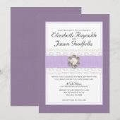 レースとパール結婚式招待状 招待状 (正面/裏面)