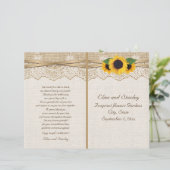 レースとヒマワリのバーラップフローラウェディングプログラム (スタンド正面)