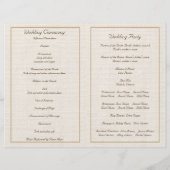 レースとヒマワリのバーラップフローラウェディングプログラム (裏面)