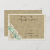 レースとミントグリーンボウカントリー応答カード 出欠カード (正面/裏面)