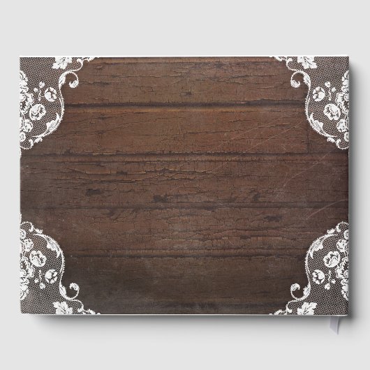 レースとメイスンジャー素朴カントリー結婚式 ゲストブック (裏面)