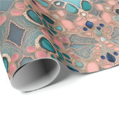 レースとモダンサンゴのビーズを持つエステのパターン ラッピングペーパー (ロールコーナー)