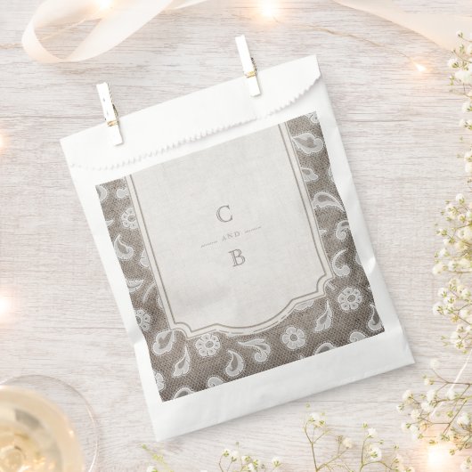 レースとラップの素朴な田舎のウェディング感謝していユーザー フェイバーバッグ (クリップ留めされた状態)