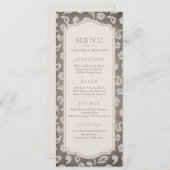 レースとラップの素朴な田舎の結婚式メニュー メニュー (正面/裏面)