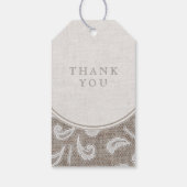 レースとラップ素朴な田舎の結婚式のモノグラム ギフトタグ (裏面)