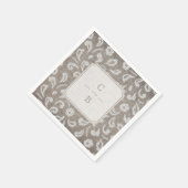 レースとラップ素朴な田舎の結婚式のモノグラム スタンダードカクテルナプキン (角)