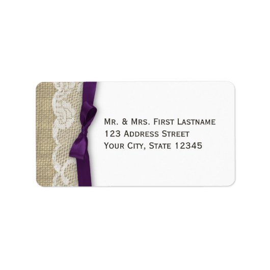 レースとリボンのダークパープル ラベル (正面)