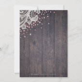 レースと木のバラ色のグリッターが施された素朴なキンセアニエラ 招待状 (裏面)