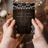 レースと木の糸のライトの友情を与え素朴る 招待状