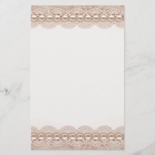 レースと真珠のテクスチャ文房具 便箋 (正面)