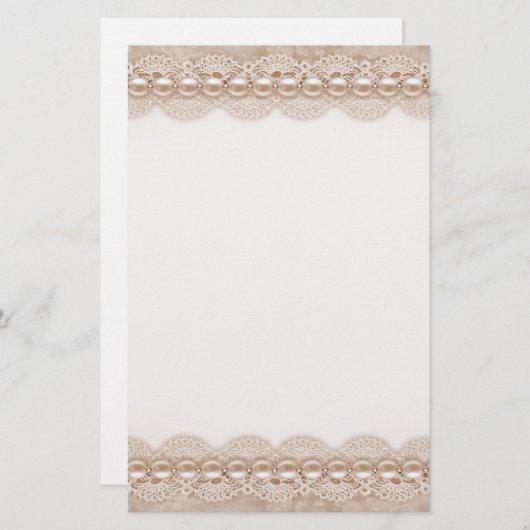 レースと真珠のテクスチャ文房具 便箋 (正面/裏面)