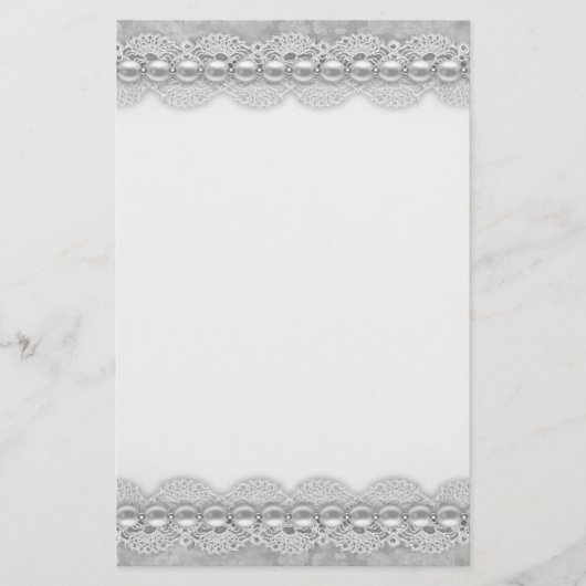 レースと真珠のテクスチャ文房具 便箋 (正面)