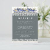 レースと真珠のフローラ結婚の詳細カード 招待状 (スタンド正面)