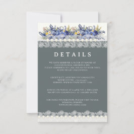 レースと真珠のフローラ結婚の詳細カード 招待状