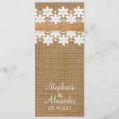 レースと素朴バーラップカントリーのウェディングメニューカード メニュー (裏面)