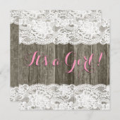 レースと素朴バーンウッドベビーシャワー 招待状 (正面/裏面)