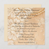 レースと結婚真珠 招待状 (正面/裏面)