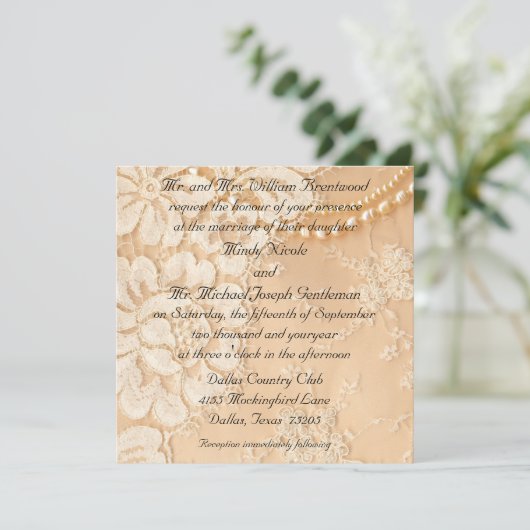 レースと結婚真珠 招待状 (スタンド正面)