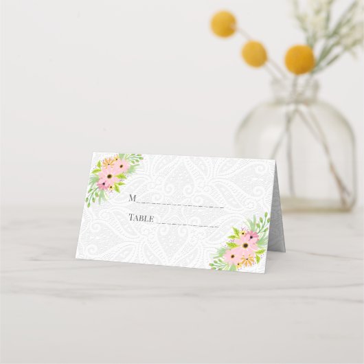 レースと花 プレイスカード (正面)