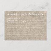 レースと麻のウェディングシャワーレシピカード (裏面)
