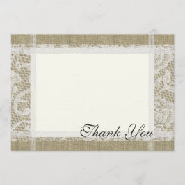 レースとBurlapカントリーロマンス7x5 ノートカード