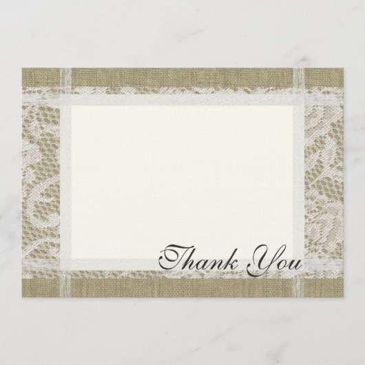 レースとBurlapカントリーロマンス7x5 ノートカード (正面)