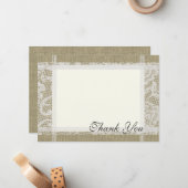 レースとBurlapカントリーロマンス7x5 ノートカード (正面/裏面インサイチュ)