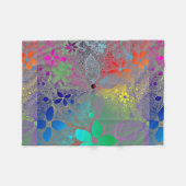 レースにレインボーの花 フリースブランケット (正面(横))