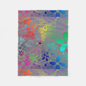 レースにレインボーの花 フリースブランケット (正面)