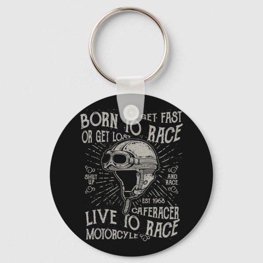 レースに生まれは高速カフェレーサーオートバイを取得 キーホルダー (正面)