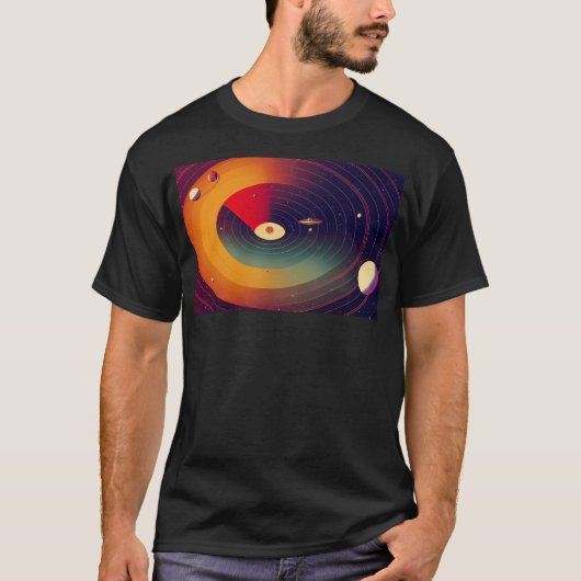 レースのまわりにサターンヴィンテージトラベルデザイン2 Tシャツ (正面)