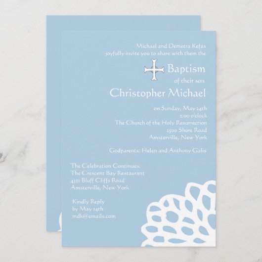 レースのようで白い宗教招待状 招待状 (正面/裏面)