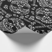 レースのようなスカル及び骨パターン包装紙I ラッピングペーパー (角)