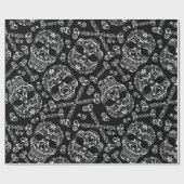 レースのようなスカル及び骨パターン包装紙I ラッピングペーパー (フラット)