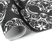 レースのようなスカル及び骨パターン包装紙I ラッピングペーパー (ロールコーナー)