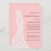 レースのようなピンクのブライダルシャワーの招待状 招待状 (正面/裏面)
