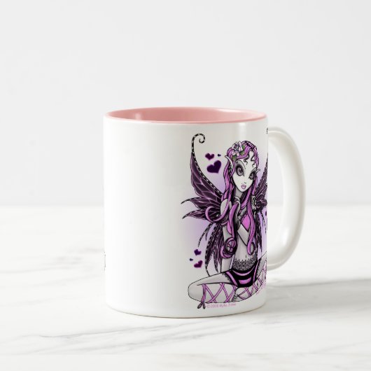 レースのようなピンクの妖精のバレンタインデーのマグ ツートーンマグカップ (正面右)