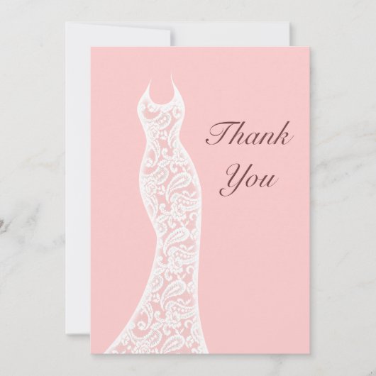 レースのようなピンクは感謝していしています サンキューカード (正面)