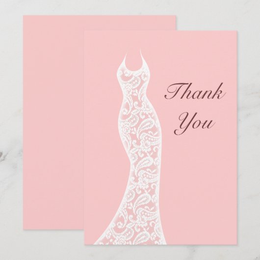 レースのようなピンクは感謝していしています サンキューカード (正面/裏面)