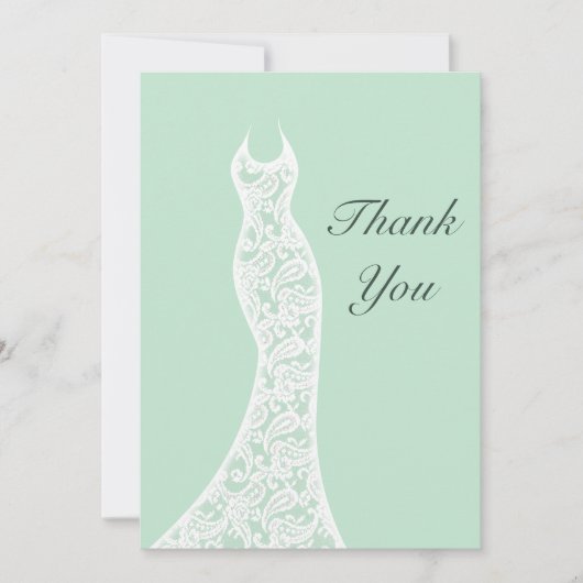 レースのようなミントは感謝していしています サンキューカード (正面)