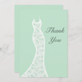 レースのようなミントは感謝していしています サンキューカード (正面/裏面)