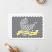 レースのような乳母車はノートの黄色感謝していしています ノートカード (正面/裏面インサイチュ)