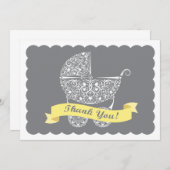 レースのような乳母車はノートの黄色感謝していしています ノートカード (正面/裏面)