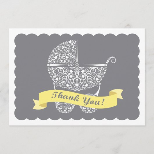 レースのような乳母車はノートの黄色感謝していしています ノートカード (正面)