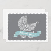 レースのような乳母車はノート感謝していしています サンキューカード (正面/裏面)