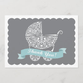 レースのような乳母車はノート感謝していしています サンキューカード