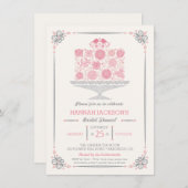 レースのような花のケーキのブライダルシャワーの招待状 招待状 (正面/裏面)